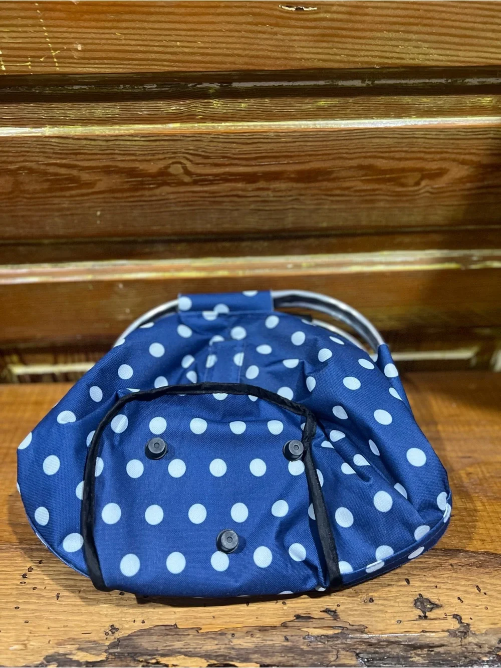 Blue Polka Dot Foldable Market Basket Bag